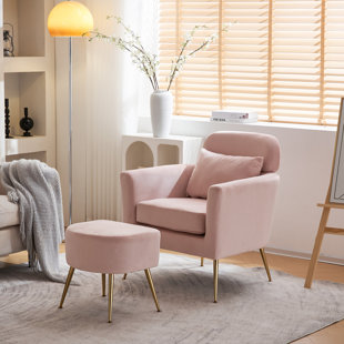 Pink accent discount chair with ottoman